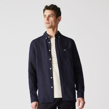 Lacoste Regular Fit Linen Shirt Pánské - Šortky Tmavě Blankyt Blankyt | CZ-szM1Oq